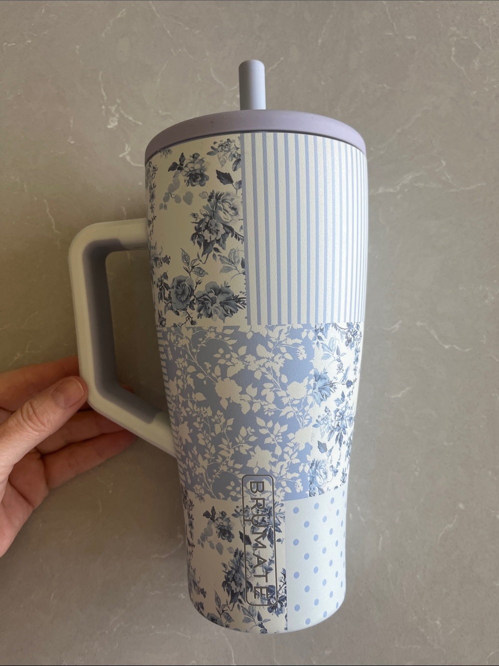 Brumate Capri Floral Patchwork Insulated Tumbler with Handle - Light Blue 30oz